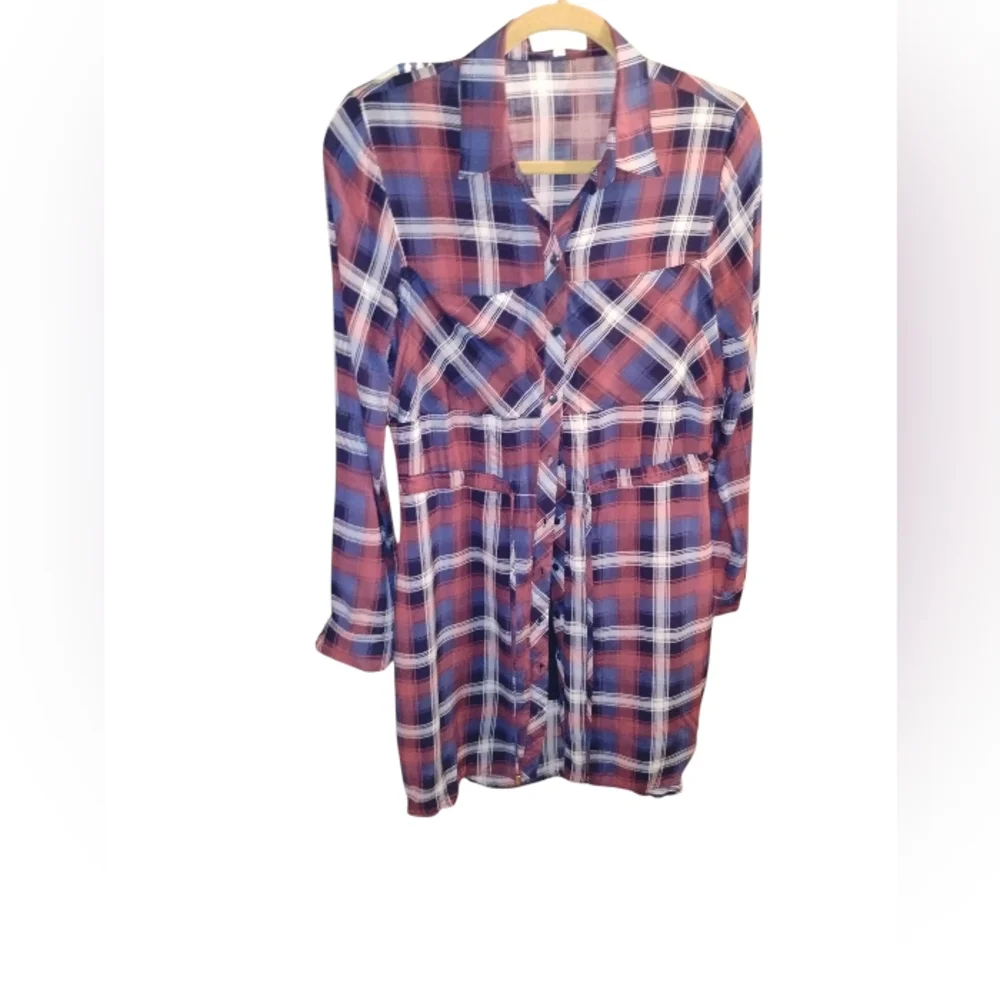 Love Notes Plaid Button-Up Shirt Dress Size Small NWOT - Picture 1 of 2